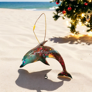 Colorful Sea Dolphin Ocean Beachy Christmas Tree Ornament