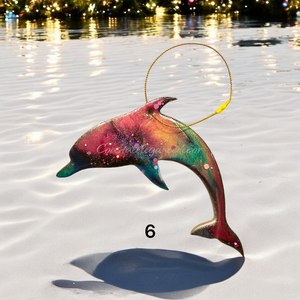 Colorful Sea Dolphin Ocean Beachy Christmas Tree Ornament