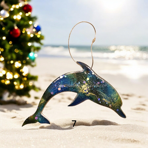 Colorful Sea Dolphin Ocean Beachy Christmas Tree Ornament