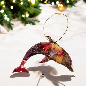 Colorful Sea Dolphin Ocean Beachy Christmas Tree Ornament