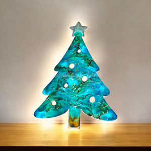 Sparkly Christmas Tree With Star Wall Decor Turquoise or Purple Handmade