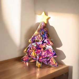 Sparkly Christmas Tree With Star Wall Decor Turquoise or Purple Handmade