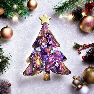 Sparkly Christmas Tree With Star Wall Decor Turquoise or Purple Handmade