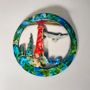 Lighthouse with Eagle and Tree Scene Unique Wall Decoration Multiple Colors