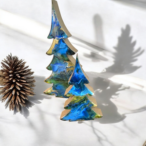 Chunky Contemporary Christmas Trees with Branches Holiday Decoration Blue Green Lg or Sm