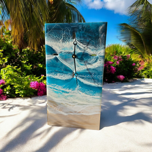 Modern Rectangle Ocean Resin Waves Wall Clock