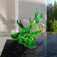 Charger l'image dans la visionneuse de la galerie, Multi-colored handmade resin on wood elk design, featuring intricate tree cutouts for a unique home accent.
