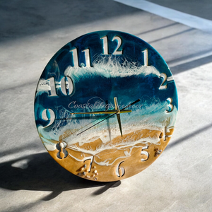 Large Standard Number Beach Ocean Waves Wall Clock