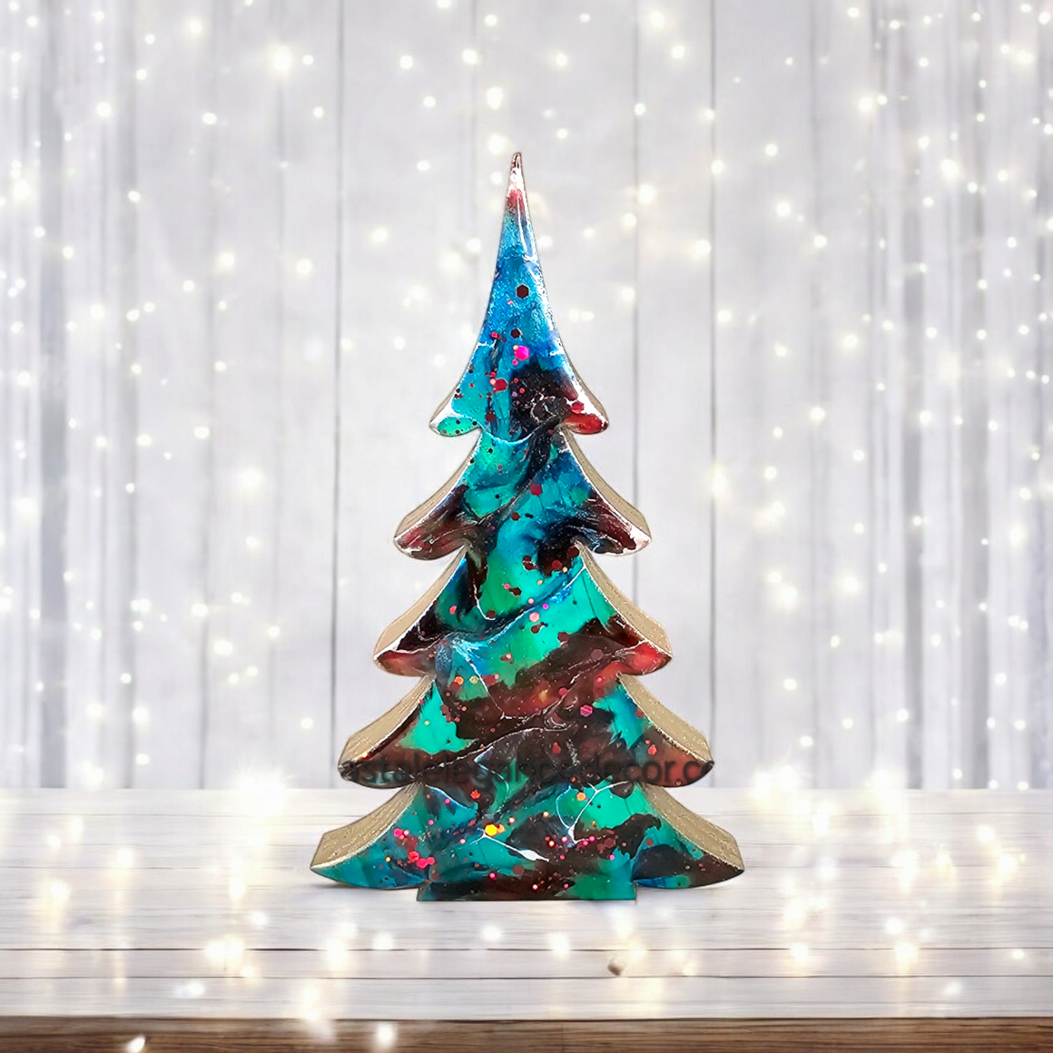 Luxurious Christmas Trees with Branches Holiday Tabletop Decoration 8 Inch Turquoise