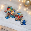 Charger l'image dans la visionneuse de la galerie, Handmade Blue Red Chunky Wood Gingerbread Men Christmas Decorations - 3 Sizes, Unique Resin Accents
