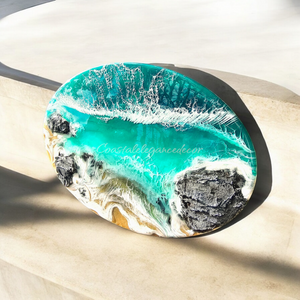 Green Ocean Tropical Water Resin Seascape Oval Wall Decoration