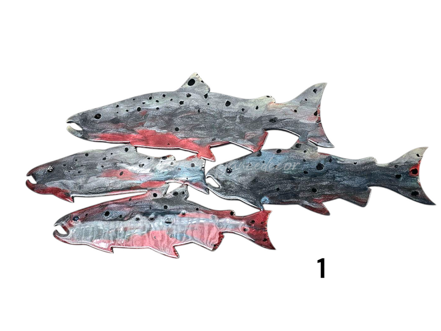 School of Salmon Fish Handmade Resin Wall Wilderness Cabin Decoration Multiple Choices