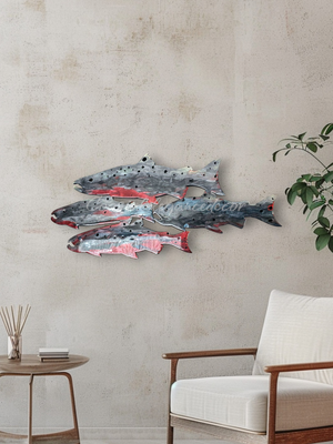 School of Salmon Fish Handmade Resin Wall Wilderness Cabin Decoration Multiple Choices