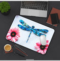 Load image into Gallery viewer, Contemporary Blue Dragonfly with Pink Daisies Desk Mat 2 Sizes
