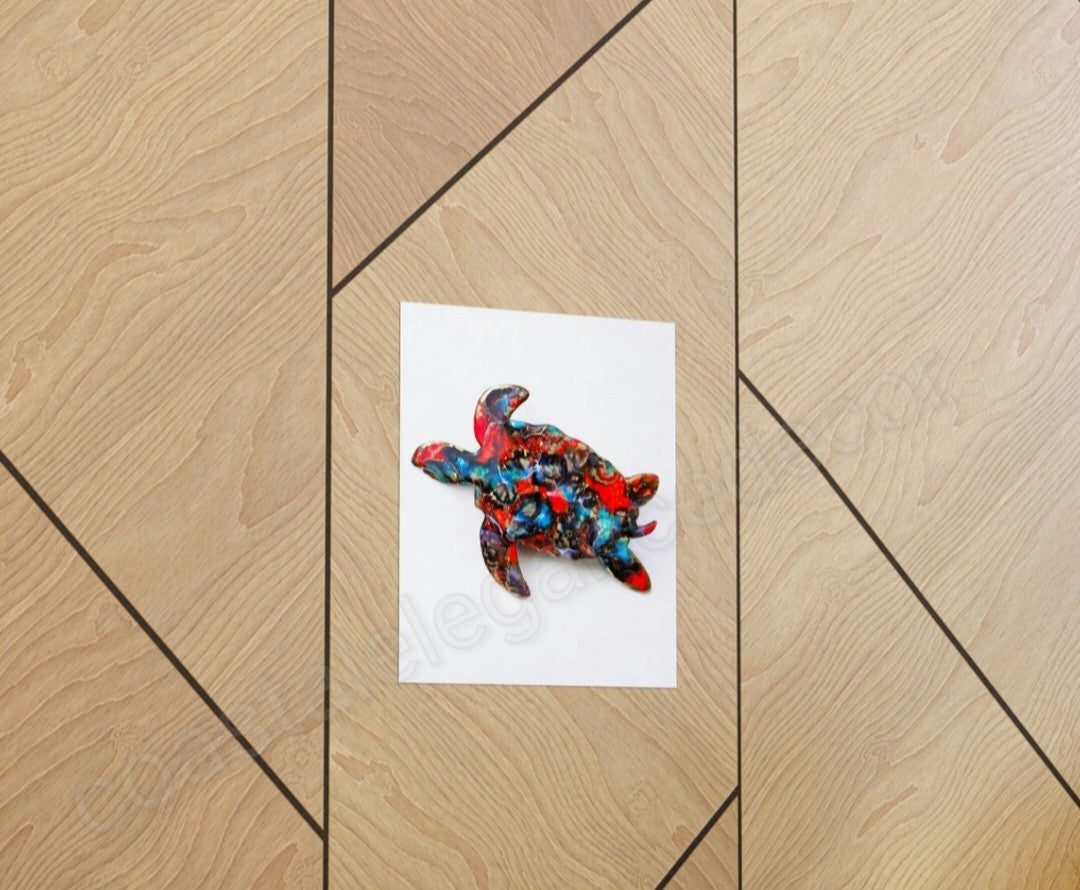 Red and Blue Sea Turtle Wall Art Print Matte