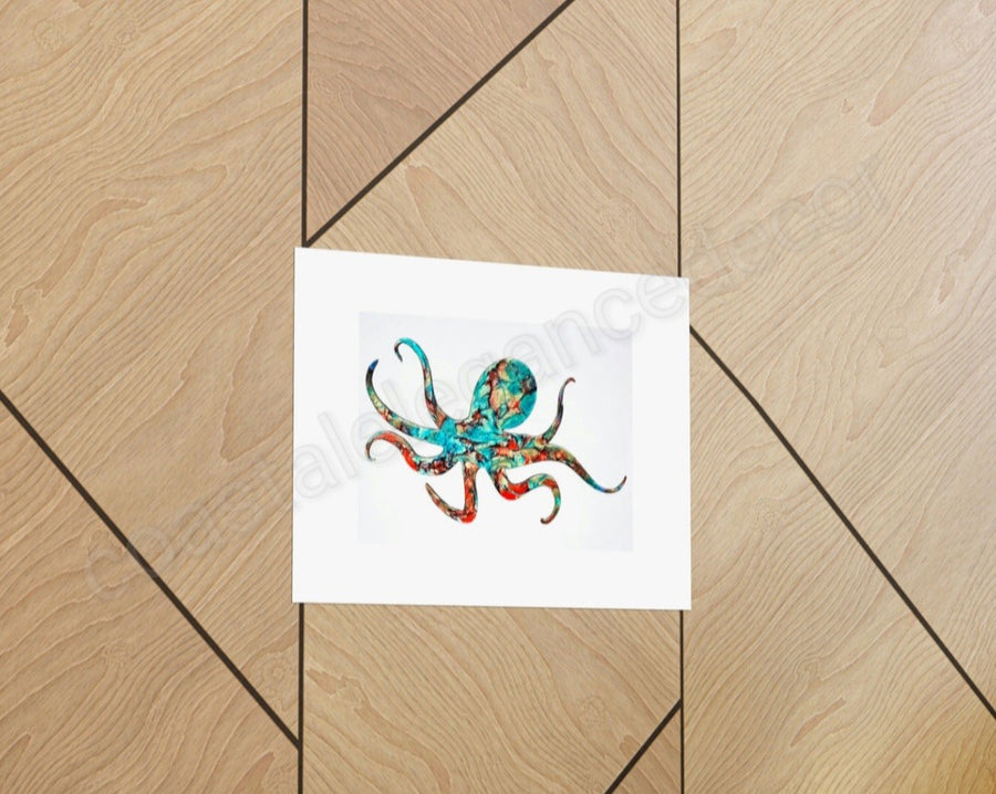 Turquoise and Red Octopus Museum Grade Print