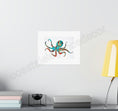 Load image into Gallery viewer, Turquoise and Red Octopus Museum Grade Print
