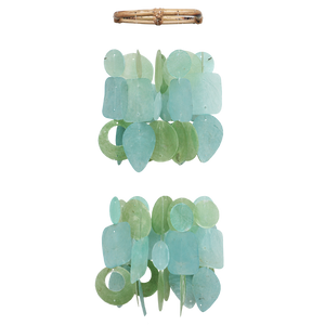 Capiz Wind Chimes 2-Tiered Tide Pool Teal 15 Inch