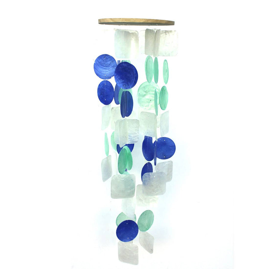Mutli-Color Capiz Shell Wind Chime - White Blue  Green