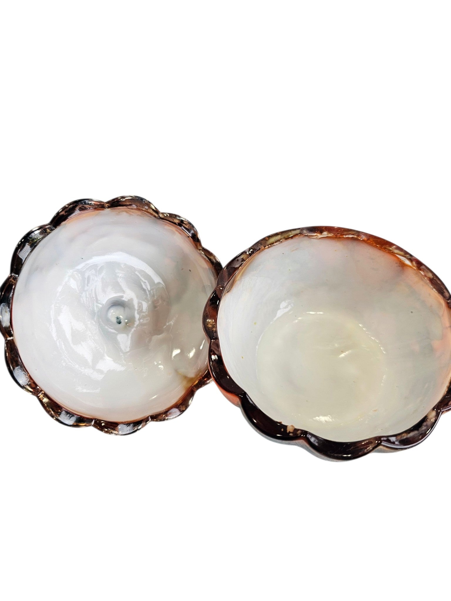 Coastal Elegance Decor handcrafted glass pumpkin dish with lid, featuring amber and obsidian ink-style swirls.