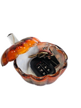 Charger l'image dans la visionneuse de la galerie, Coastal Elegance Decor handcrafted glass pumpkin dish in amber and orange with car keys inside, white interior.
