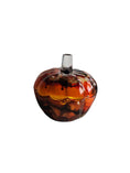 Charger l'image dans la visionneuse de la galerie, Coastal Elegance Decor handcrafted glass pumpkin dish with swirling amber and orange ink patterns and clear glass stem.
