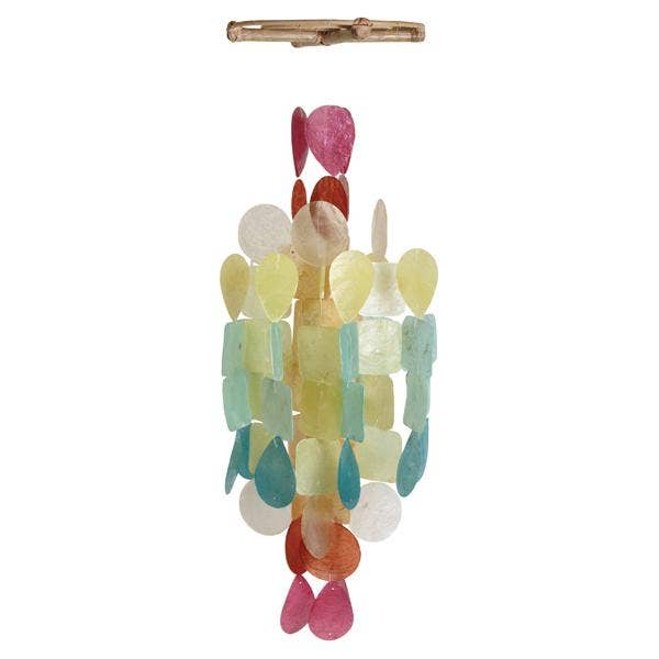 Handmade Cascading Fiesta Capiz Shell Wind Chimes 19.5" Patio Garden Decor