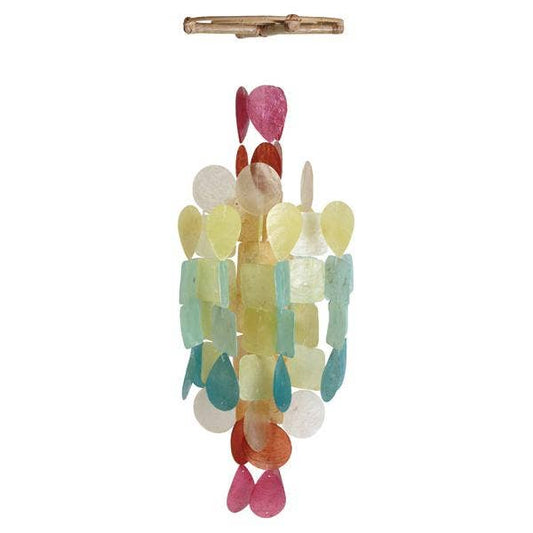Handmade Cascading Fiesta Capiz Shell Wind Chimes 19.5" Patio Garden Decor