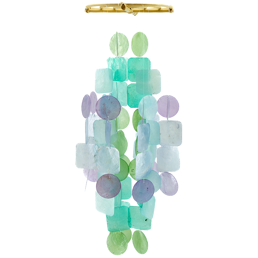 Cascading 19.5" Pastel Capiz Shell Wind Chimes Wisteria Patio Decoration