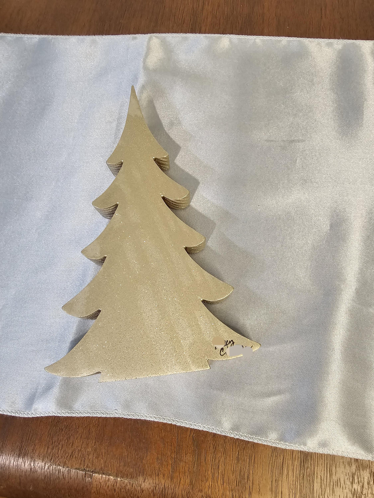 Handmade Fancy Christmas Tree Wood and Resin Holiday Decoration 2 Sizes Purple