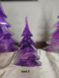 Load image into Gallery viewer, Handmade Fancy Christmas Tree Wood and Resin Holiday Decoration 2 Sizes Purple
