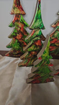 Load and play video in Gallery viewer, Handmade Green and Red Resin Christmas Trees with Branches Holiday Mantelpiece 3 Sizes
