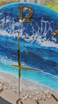 Load and play video in Gallery viewer, Large 19.5 Inch Standard Number Wall Clock -  Sandy Beach Design with Turquoise Ocean Waters

