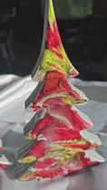 Load and play video in Gallery viewer, Handcrafted Gemtone Red and Green Tabletop Sparkly Christmas Trees 8 Inches

