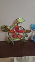 Charger et lire la vidéo dans la visionneuse de la galerie, Handcrafted 10" Coastal Polynesian Flower Sea Turtle Wall Art Decor with Vibrant Colors
