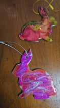 Load and play video in Gallery viewer, Woodlands Colorful Rabbit Handmade Christmas Ornaments
