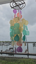 Load and play video in Gallery viewer, Handmade Cascading Fiesta Capiz Shell Wind Chimes 19.5" Patio Garden Decor
