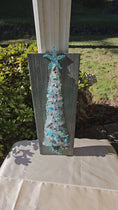 Charger et lire la vidéo dans la visionneuse de la galerie, Coastal Crushed Glass Christmas Tree on Shou Sugi Ban Wood Turquoise
