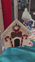 Load and play video in Gallery viewer, Personalized Keepsake Modern Christmas Dog House Sparkly Ornament
