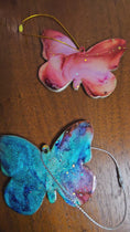 Load and play video in Gallery viewer, Handmade Butterfly Christmas Tree Resin on Wood Ornaments Multi Colors
