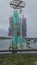 Load and play video in Gallery viewer, Cascading 19.5" Pastel Capiz Shell Wind Chimes Wisteria Patio Decoration
