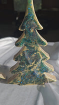 Charger et lire la vidéo dans la visionneuse de la galerie, Handcrafted Blue-Green Tabletop Sparkly Christmas Trees 8 Inches
