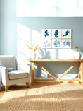 Load image into Gallery viewer, 3D acrylic sea creature tiled wall decoration with whitewashed wood-look finish
