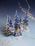 Charger l'image dans la visionneuse de la galerie, Rich Indigo Blue and Gold Handmade Resin and Wood Christmas Trees
