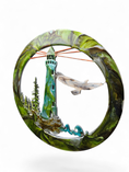 Load image into Gallery viewer, Original Lighthouse & Coastal Landscape Round Wall Art (15.75")
