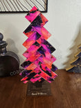 Load image into Gallery viewer, Bold Pink Contempary Patterned Handmade Herringbone Modern Acrylic and Wood Christmas Tree
