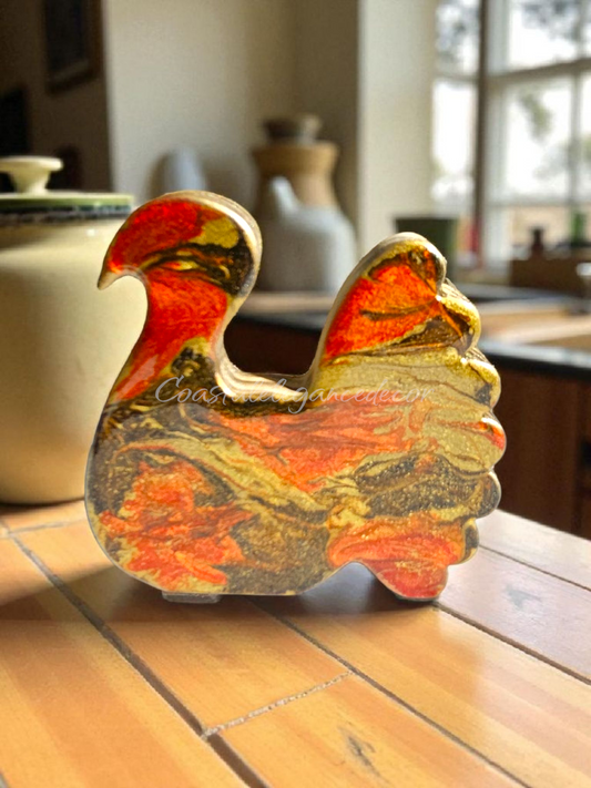5-Inch Chunky Handmade Resin Wood Turkey Shelf Sitter Decoration