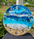 Load image into Gallery viewer, Ocean Blues 19.5 Inch Round Wall Clock With Real Beach Sand, Seashells, and Resin Waves
