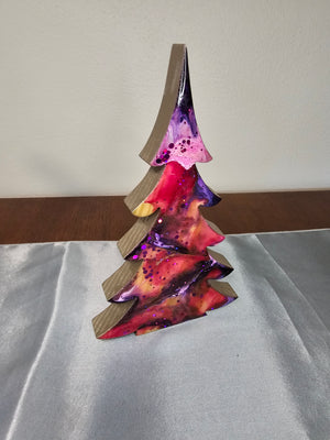 Christmas Trees with Branches Holiday Tabletop Decoration 8 Inch Purple