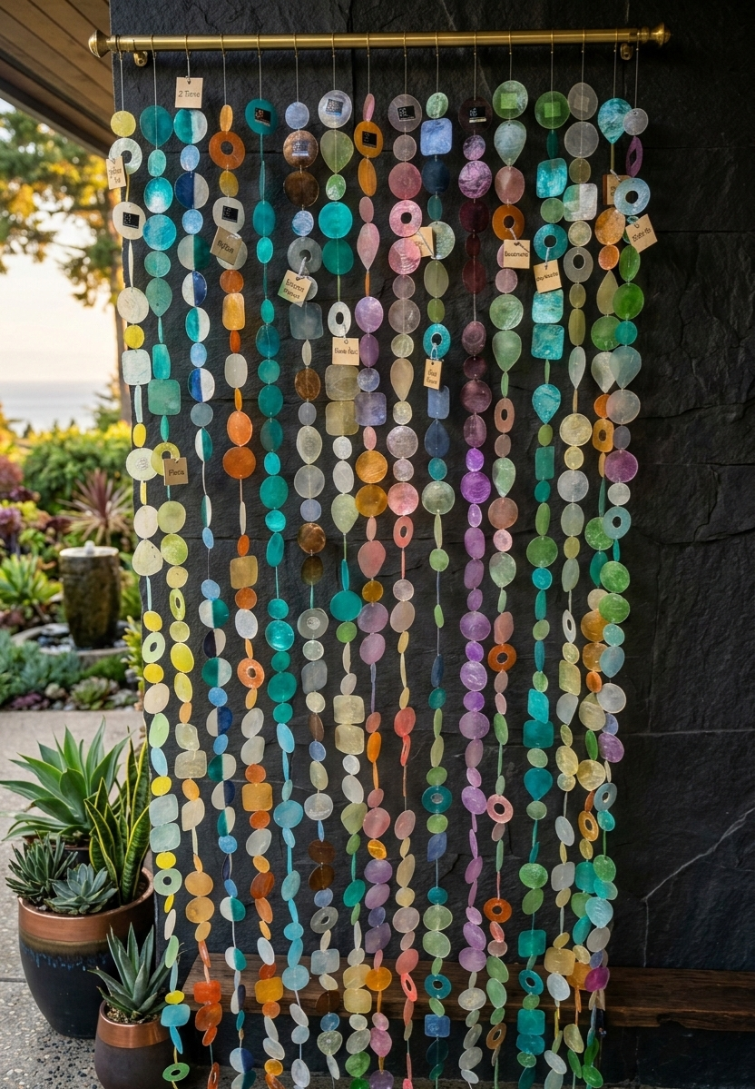 Dreamy Lavender Sienna Ombré Capiz Shell Strands | 72" Handmade Bali Wind Chimes